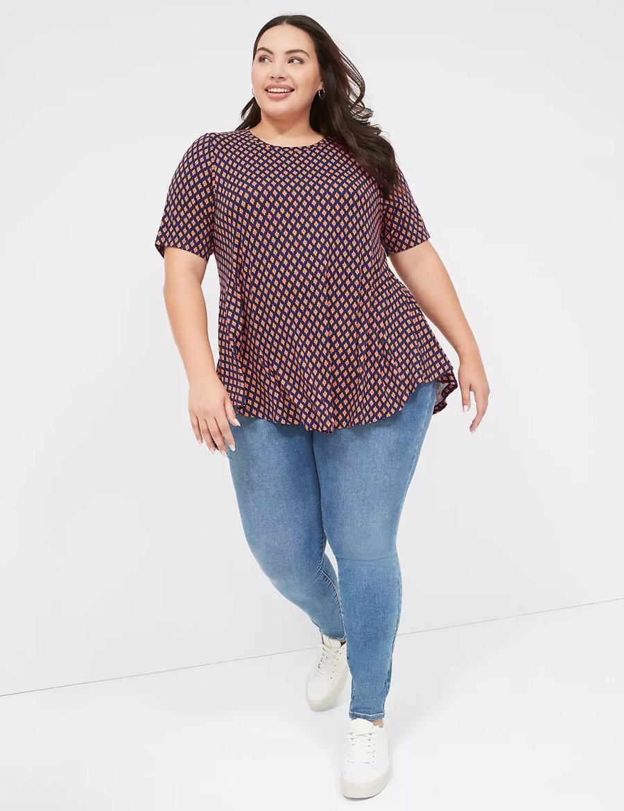 Women Lane Bryant Max Swing Perfect Sleeve Crew-Neck Tee T Shirts Coffee | HMI855DI