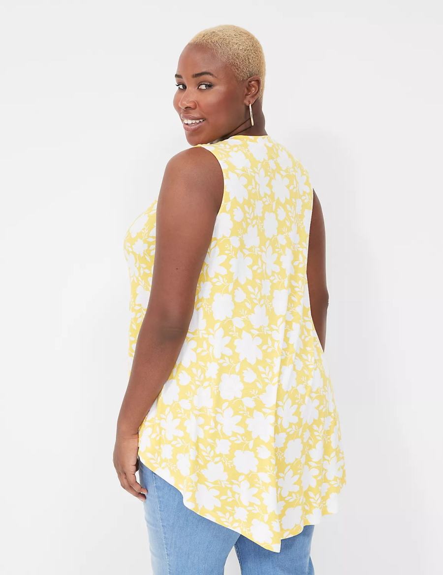 Women Lane Bryant Max Swing Sleeveless High-Neck Tunic T Shirts Yellow | AYX452YT