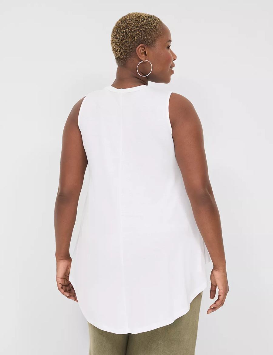 Women Lane Bryant Max Swing Sleeveless High-Neck Tunic T Shirts White | DUS7865LD