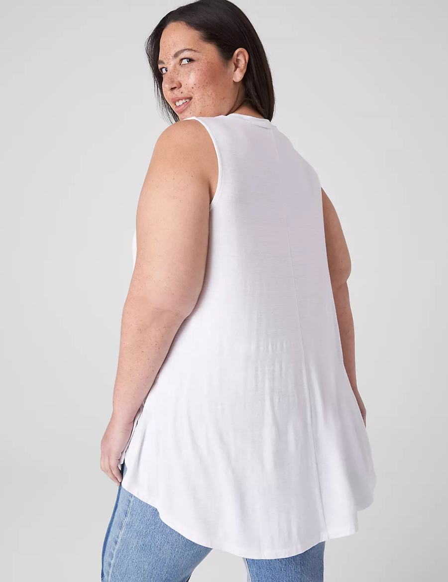 Women Lane Bryant Max Swing Sleeveless High-Neck Tunic T Shirts White | SXH7871AO