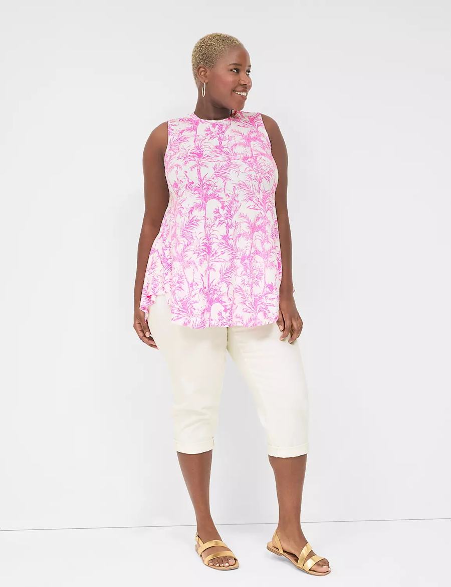 Women Lane Bryant Max Swing Sleeveless High-Neck Tunic T Shirts Pink | VKU3246WM