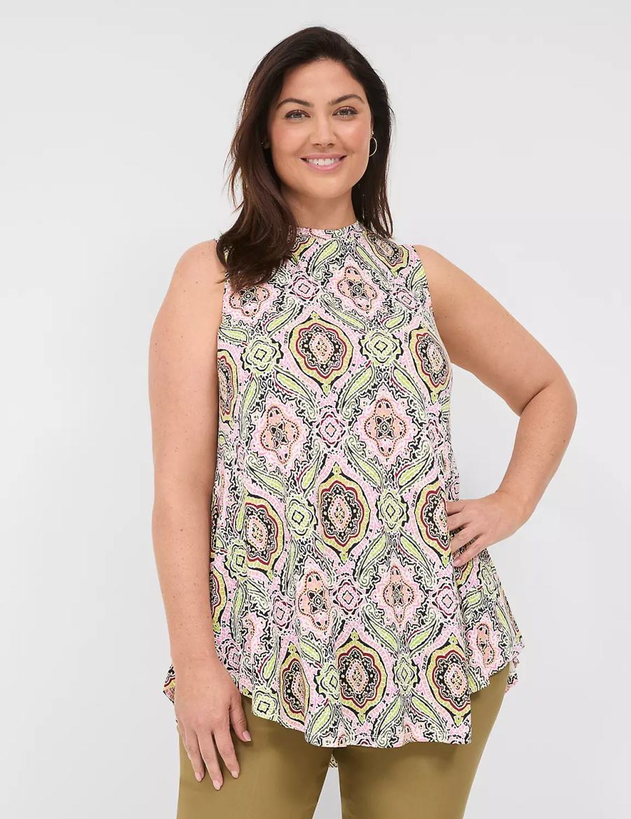 Women Lane Bryant Max Swing Sleeveless High-Neck Tunic T Shirts Multicolor | YUW7938ZH