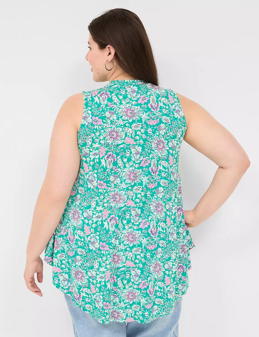 Women Lane Bryant Max Swing Sleeveless High-Neck Tunic T Shirts Light Turquoise | CLD8011XD