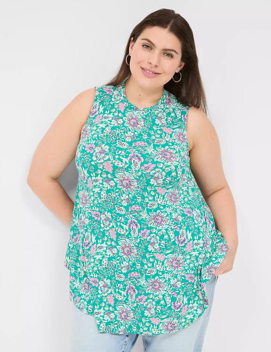 Women Lane Bryant Max Swing Sleeveless High-Neck Tunic T Shirts Light Turquoise | CLD8011XD