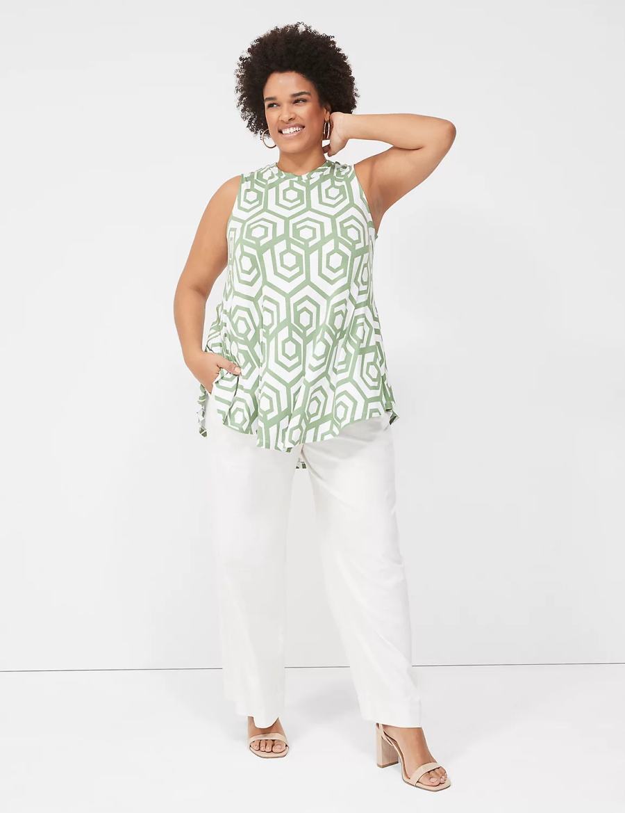 Women Lane Bryant Max Swing Sleeveless High-Neck Tunic T Shirts Green | YAV4967UC