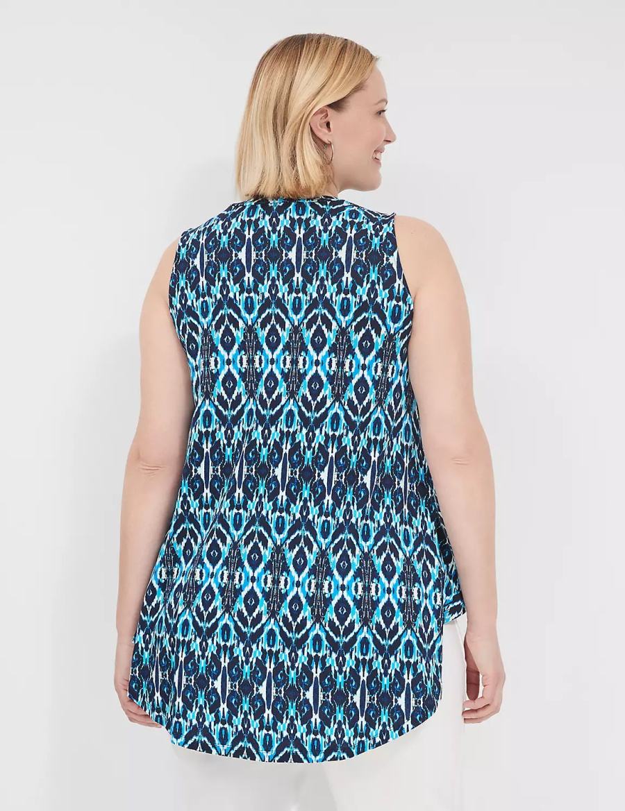 Women Lane Bryant Max Swing Sleeveless High-Neck Tunic T Shirts Blue | VDC5716WJ