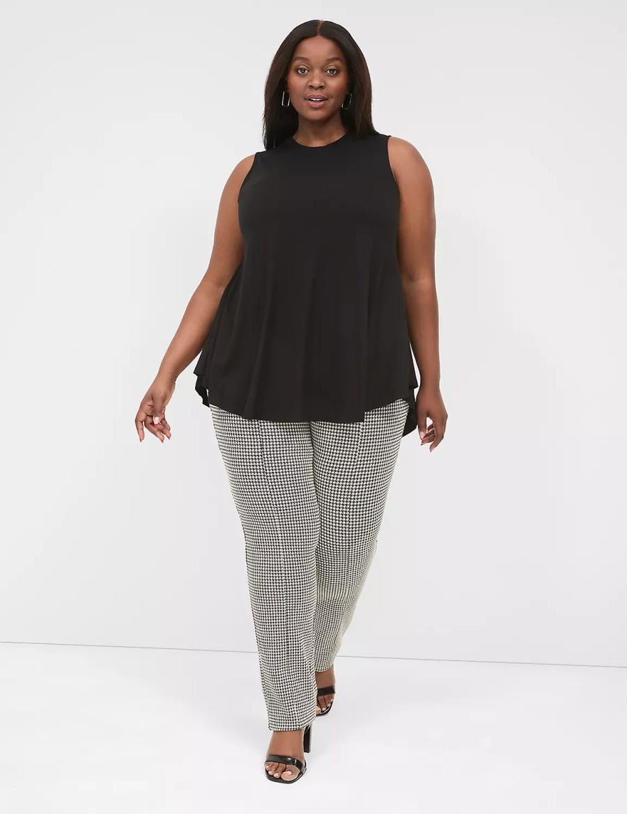 Women Lane Bryant Max Swing Sleeveless High-Neck Tunic T Shirts Black | WYF1082RM