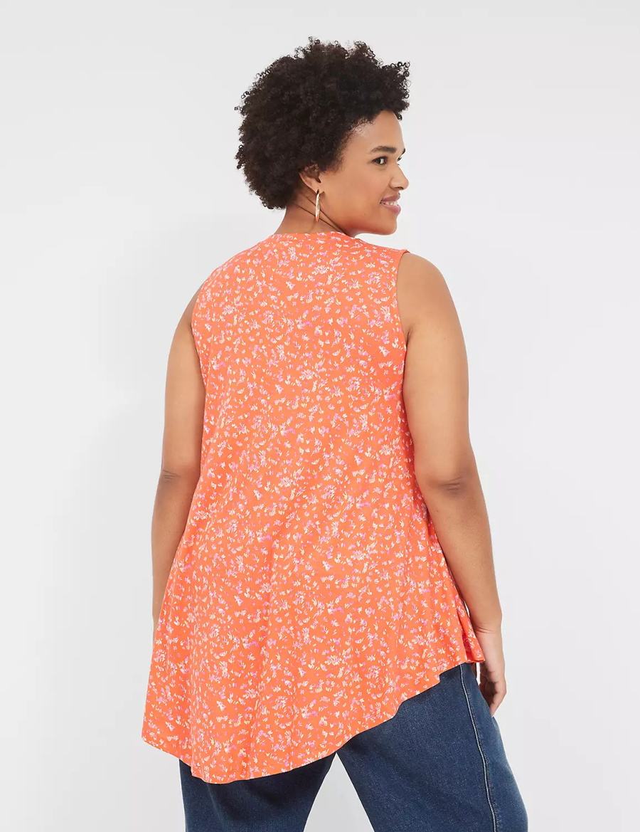 Women Lane Bryant Max Swing Sleeveless High-Neck Tunic T Shirts Orange | LDX4192UH