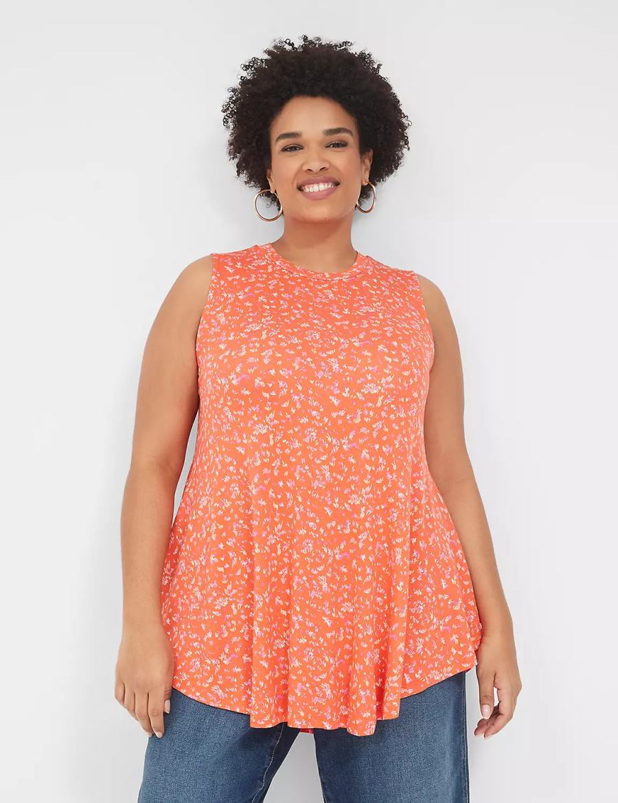 Women Lane Bryant Max Swing Sleeveless High-Neck Tunic T Shirts Orange | LDX4192UH