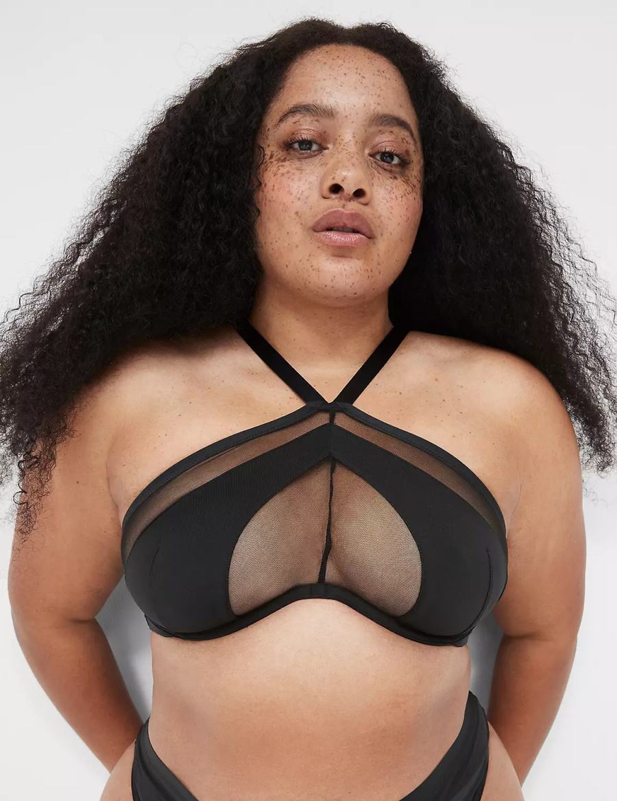 Women Lane Bryant Mesh Bandeau Bralettes Black | GMG9822AS