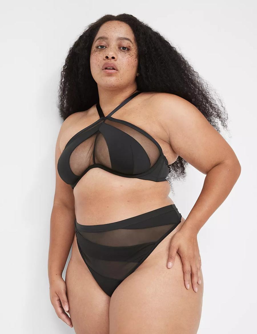 Women Lane Bryant Mesh Bandeau Bralettes Black | GMG9822AS