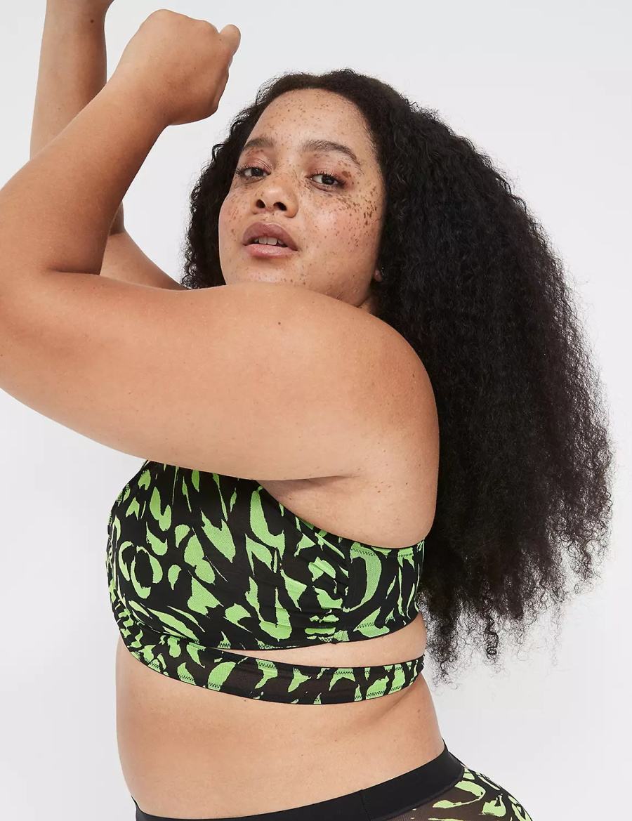 Women Lane Bryant Mesh Crossover Strappy Bralettes Green | XXT729GX