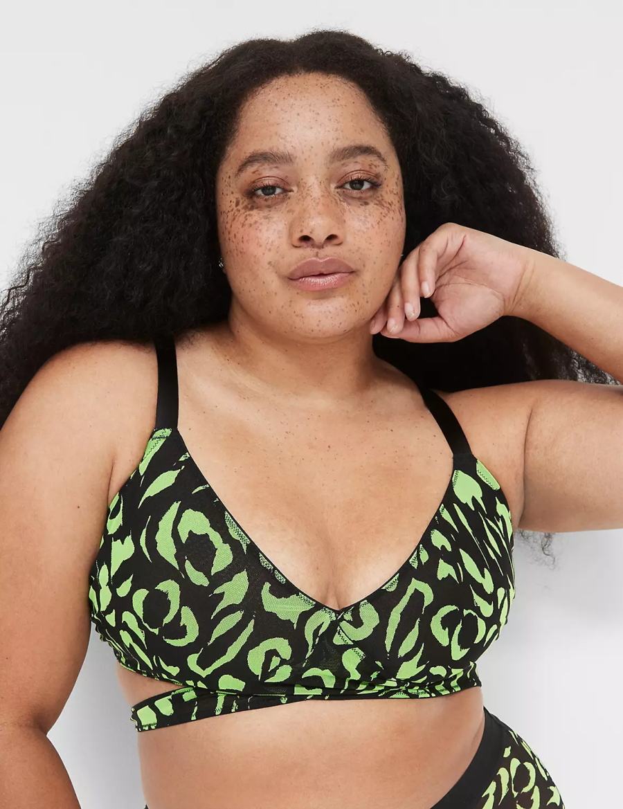 Women Lane Bryant Mesh Crossover Strappy Bralettes Green | XXT729GX