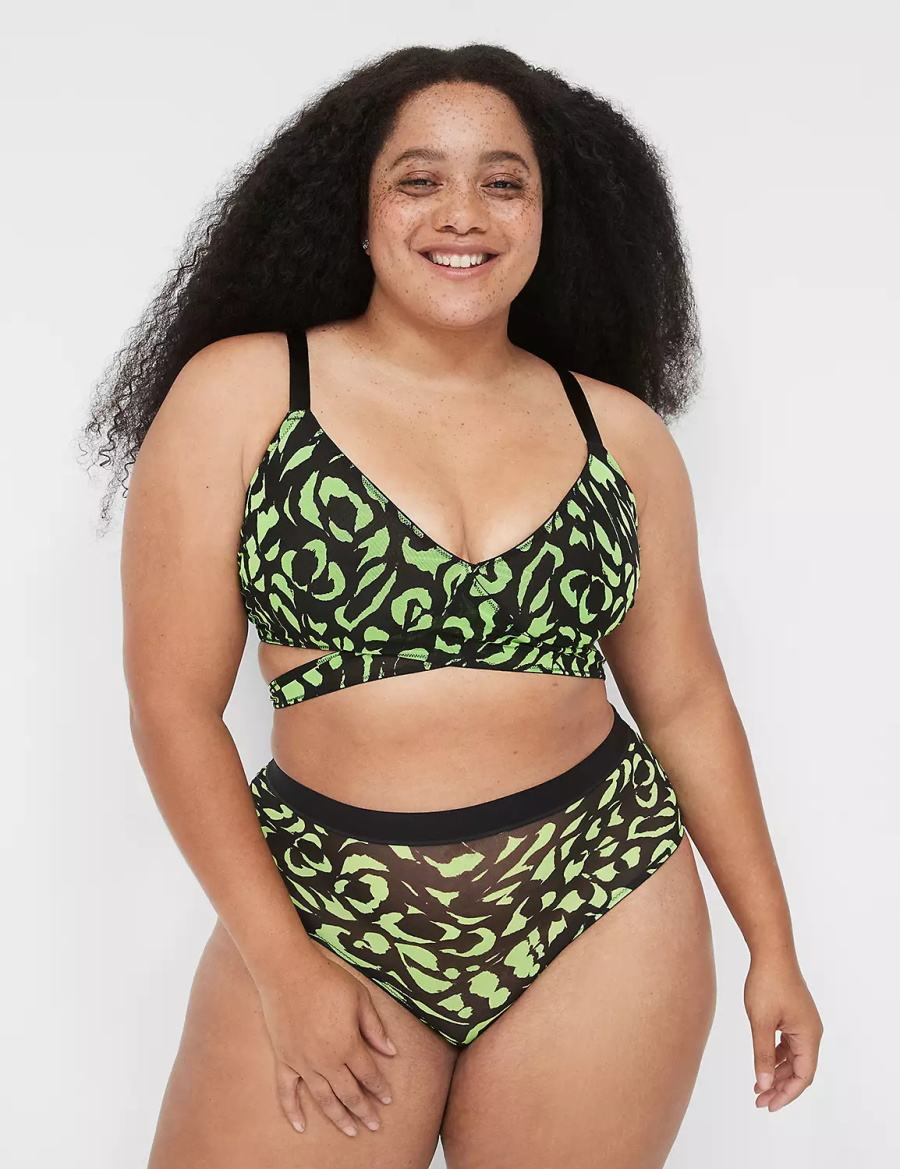 Women Lane Bryant Mesh Crossover Strappy Bralettes Green | XXT729GX