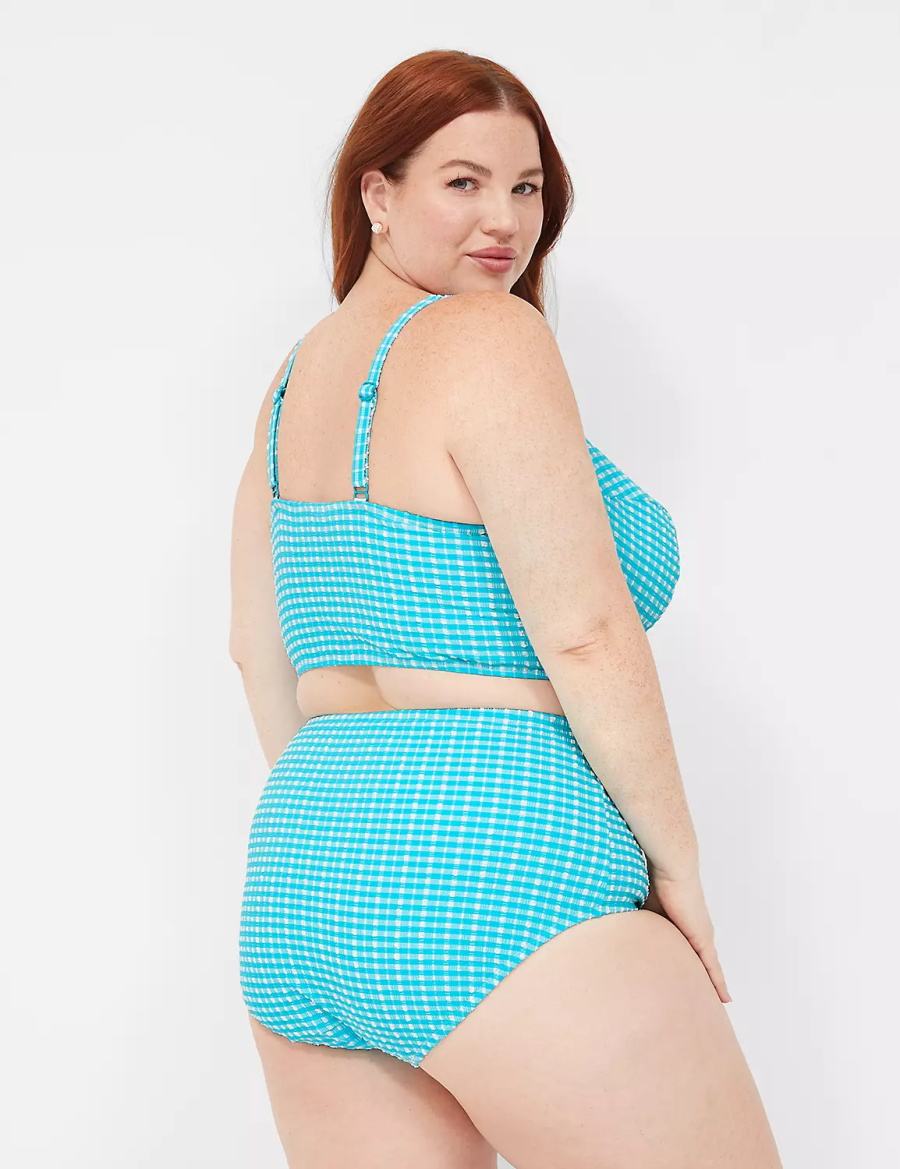 Women Lane Bryant Mid-Rise Swim Briefs Blue White | OSZ139UH