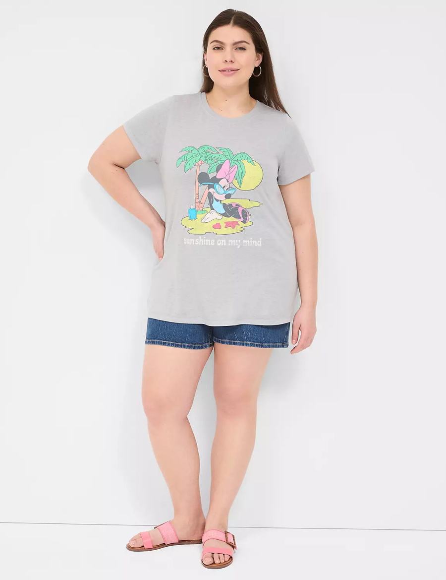 Women Lane Bryant Minnie Sunshine On My Mind Graphic Tee T Shirts Grey | IBN7393BJ