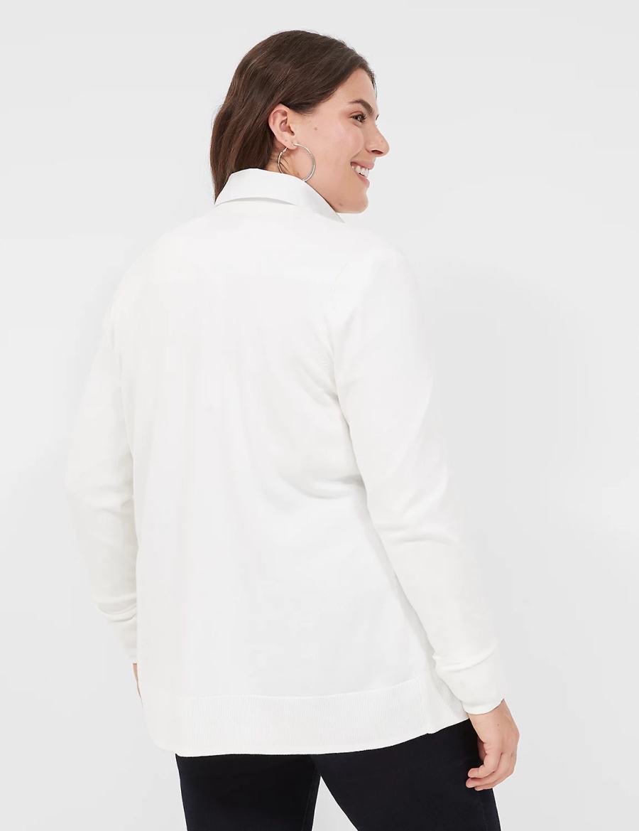 Women Lane Bryant Modern Long-Sleeve Open-Front Cardigan White | CKB2487ZY