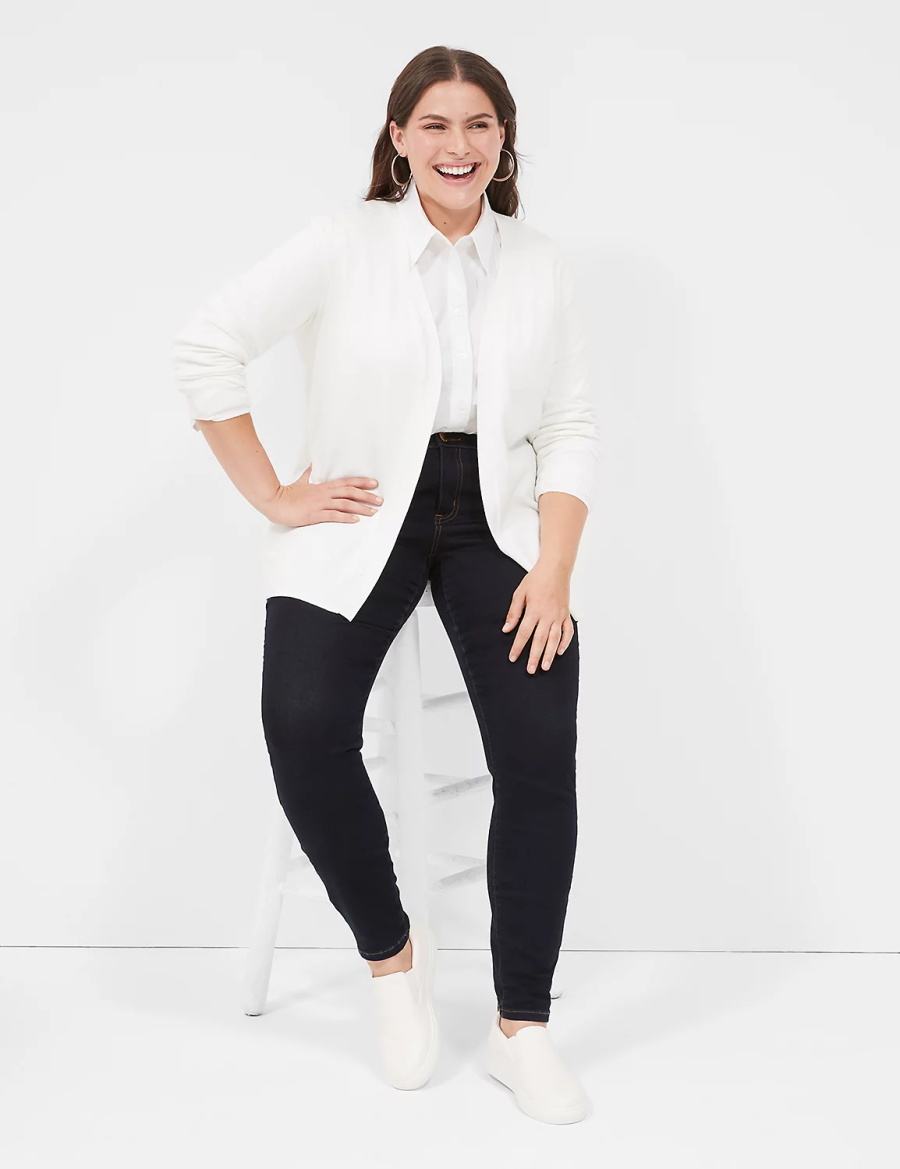 Women Lane Bryant Modern Long-Sleeve Open-Front Cardigan White | CKB2487ZY