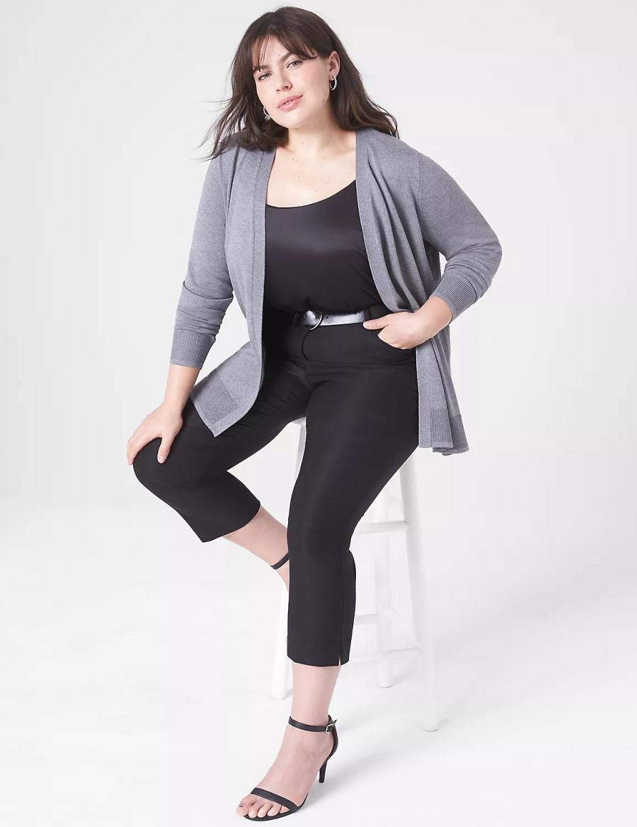 Women Lane Bryant Modern Long-Sleeve Open-Front Cardigan Grey | MZW3139TF