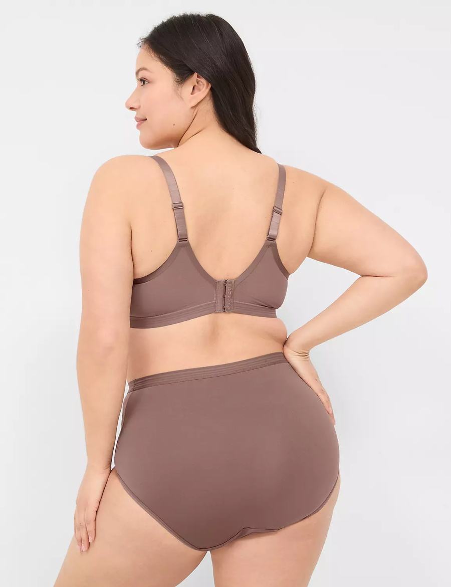 Women Lane Bryant Modern Romance Full Briefs Deep Grey Brown | YKU591RH