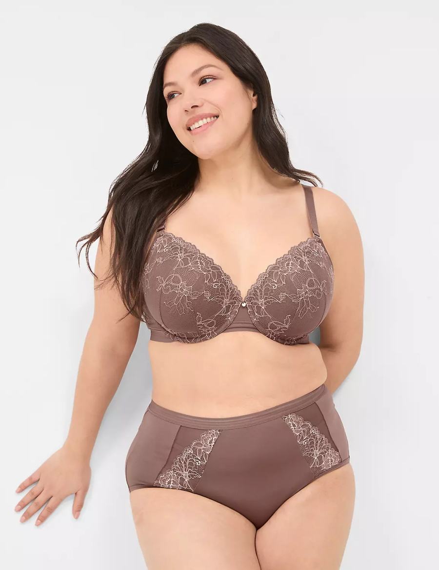 Women Lane Bryant Modern Romance Full Briefs Deep Grey Brown | YKU591RH