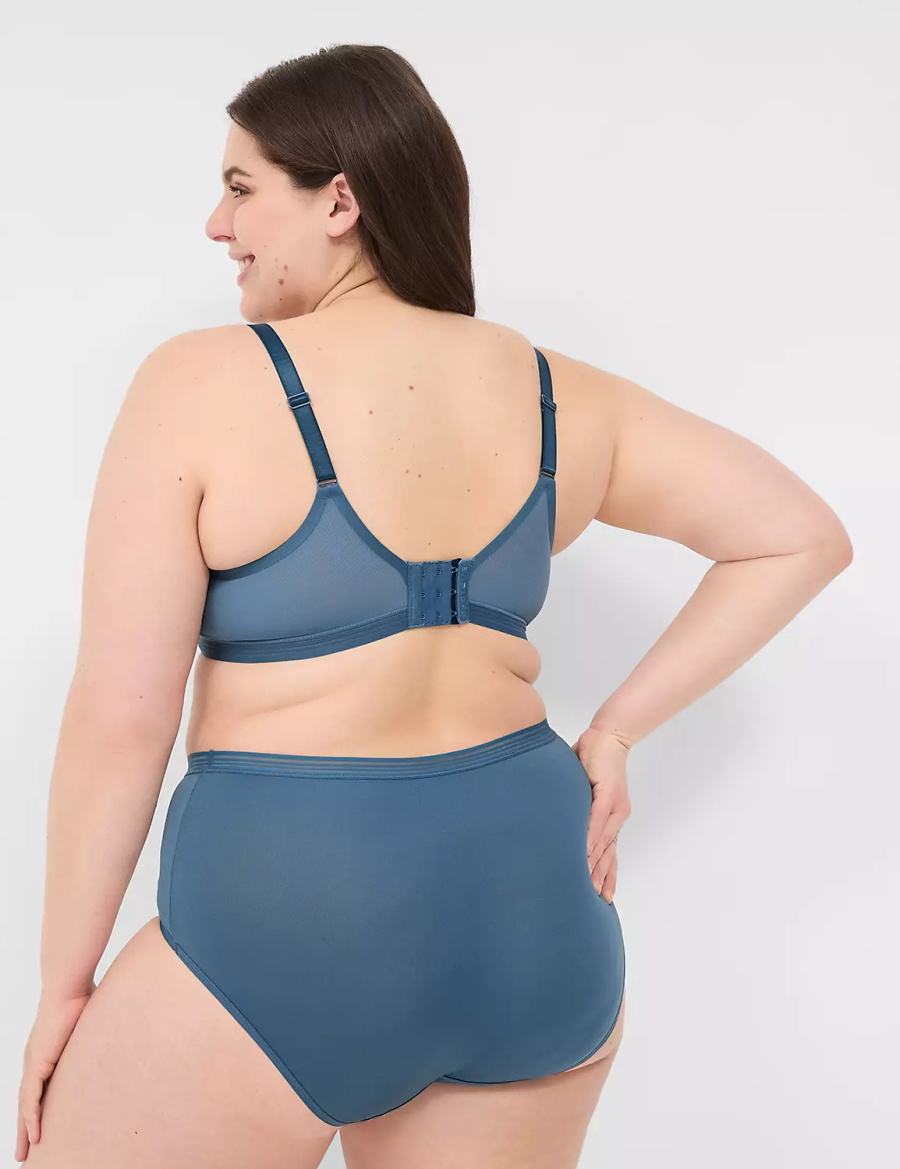 Women Lane Bryant Modern Romance Lightly Lined Demi Bralettes Blue Grey | ZZS2030KQ