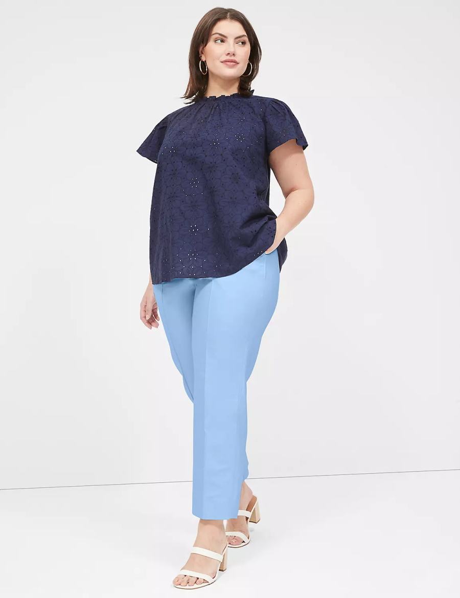 Women Lane Bryant Modern Straight Ankle Pants Blue | PNU8641HW