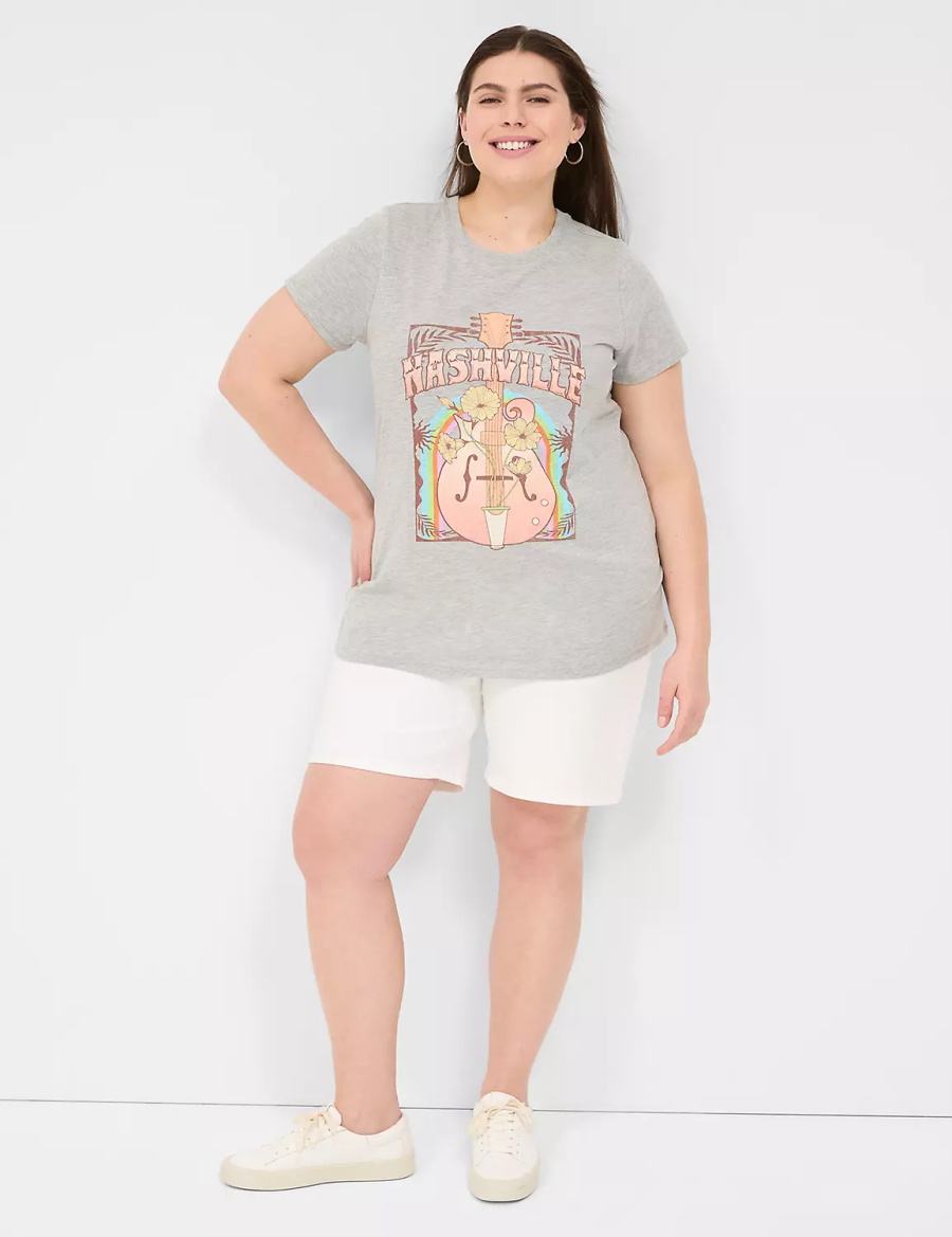 Women Lane Bryant Nashville Graphic Tee T Shirts Light Grey | AYT9485XN