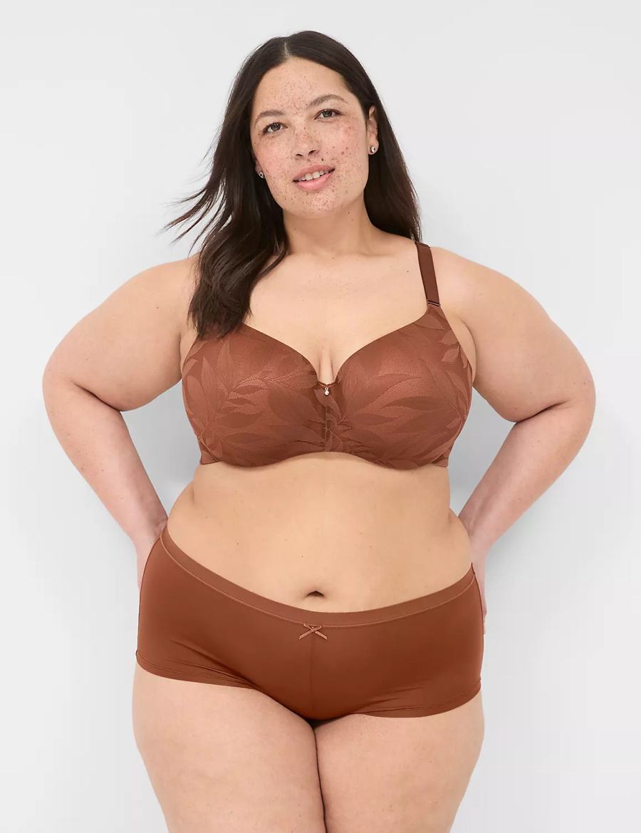 Women Lane Bryant No-Show Boyshort Briefs Brown | IEY3999UZ