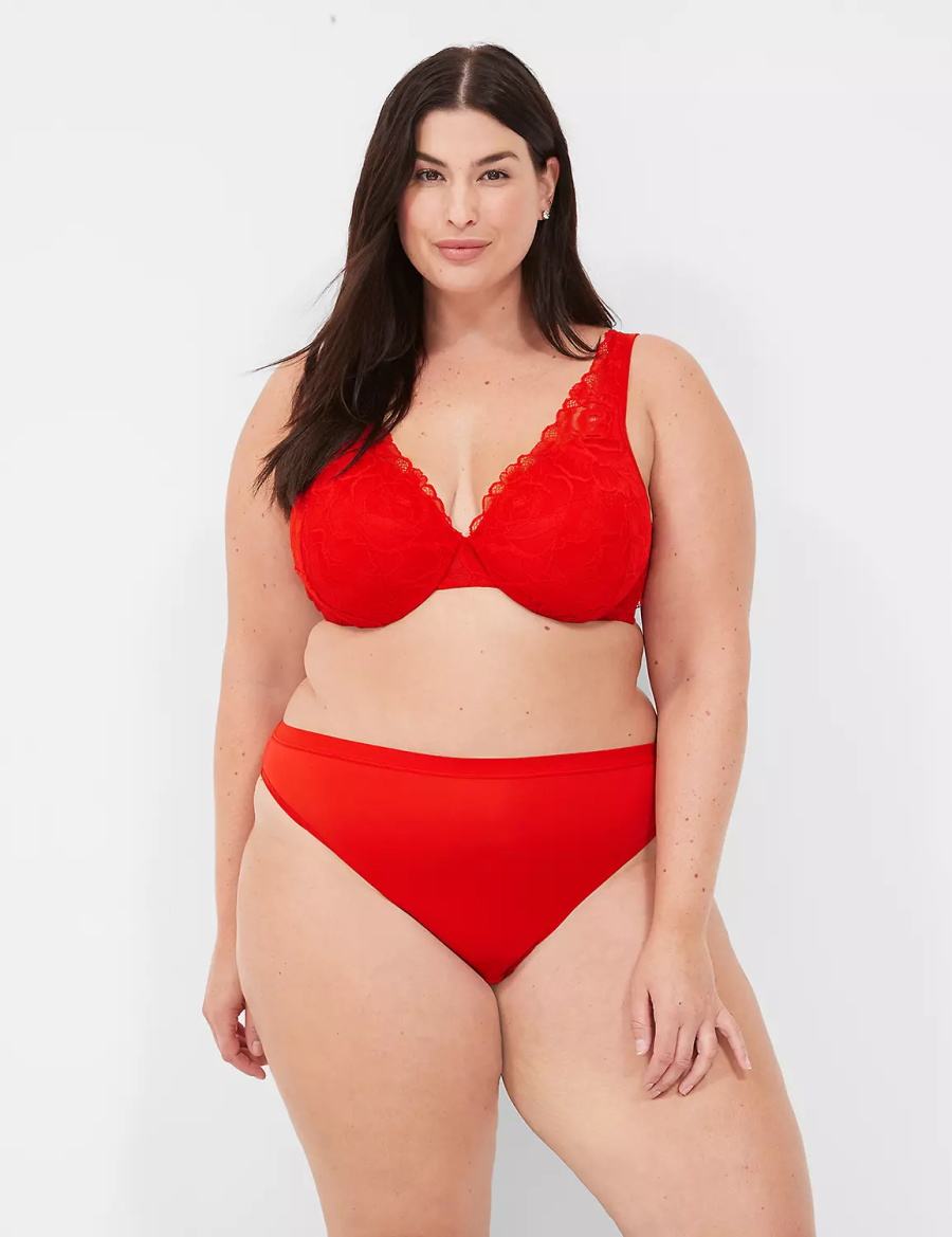 Women Lane Bryant No-Show French Cut Briefs Red | ATC4153ZQ