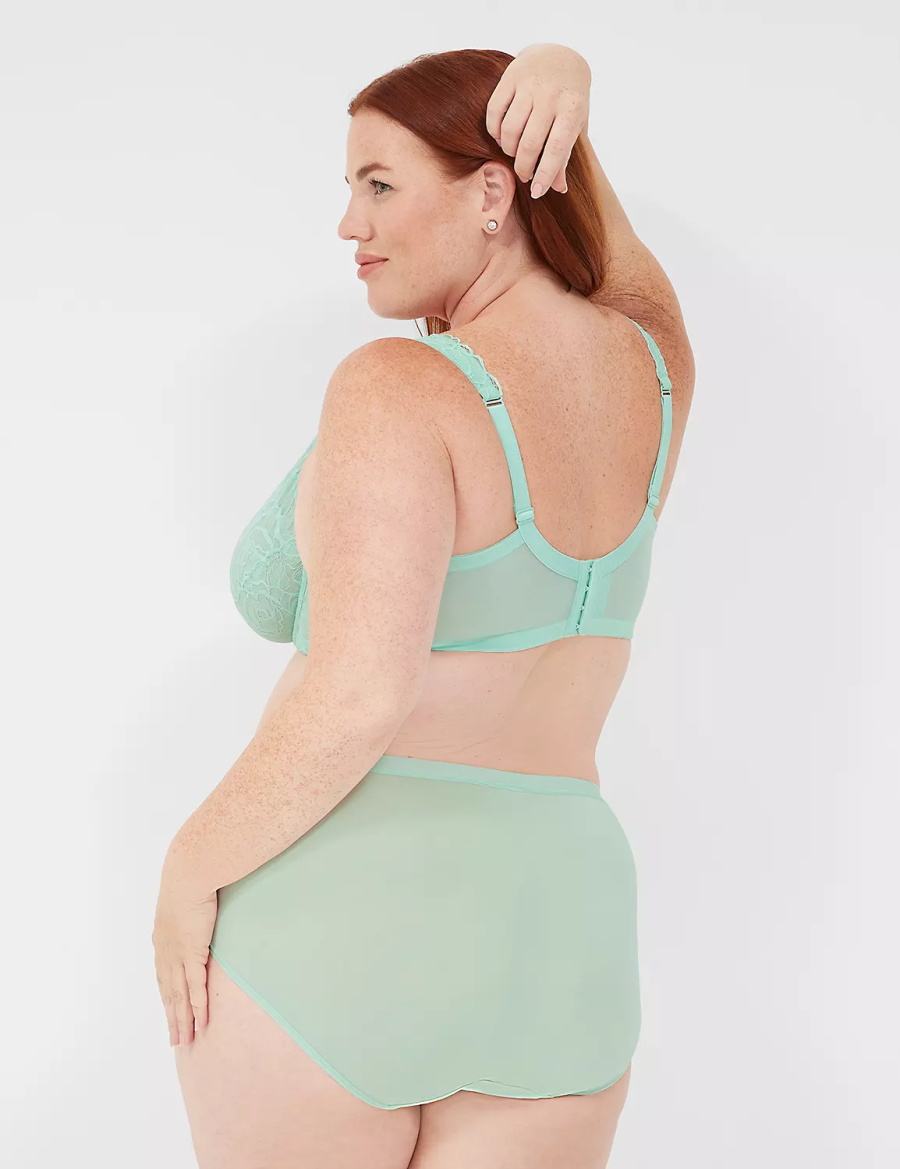 Women Lane Bryant No-Show Full with Lace Briefs Light Green | MWY73FP