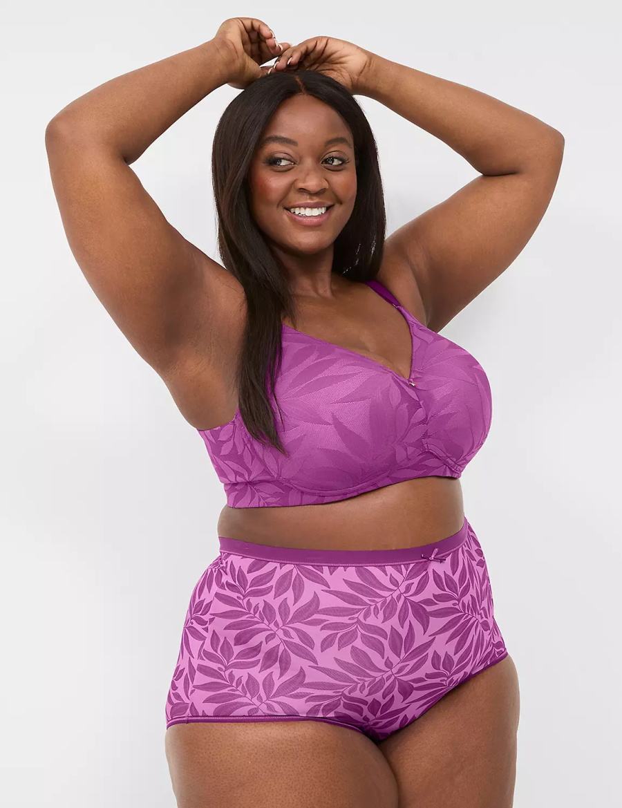 Women Lane Bryant No-Show High-Waist Briefs Purple | QKV78DP