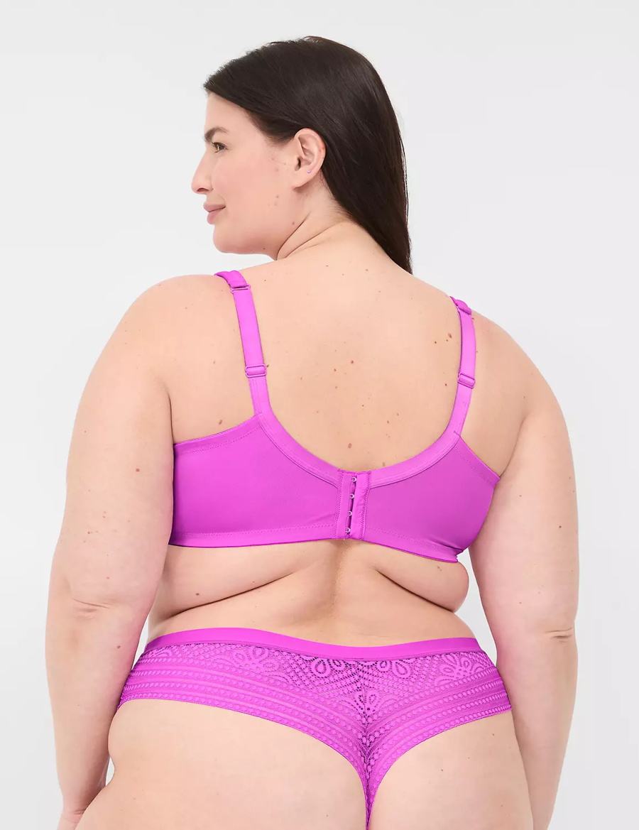 Women Lane Bryant No-Show With Lace Back Thong Panty Light Purple | YOB1245KQ