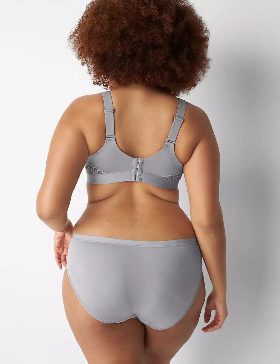 Women Lane Bryant No-Show With Satin Lace Hipster Panty Grey | VSF913MZ