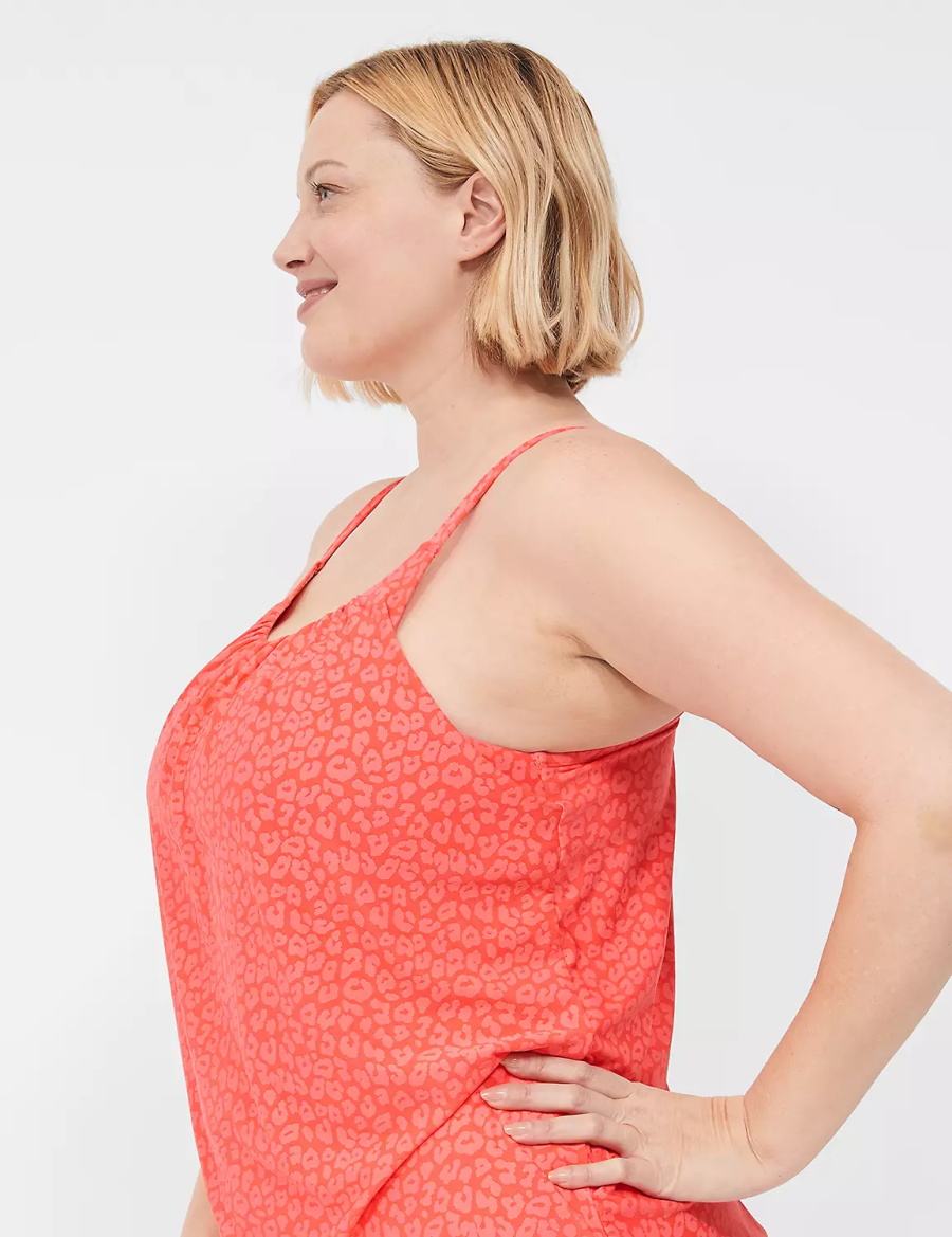 Women Lane Bryant No-Wire Blouson Tankini Bikini Top Coral | YAQ8019BV