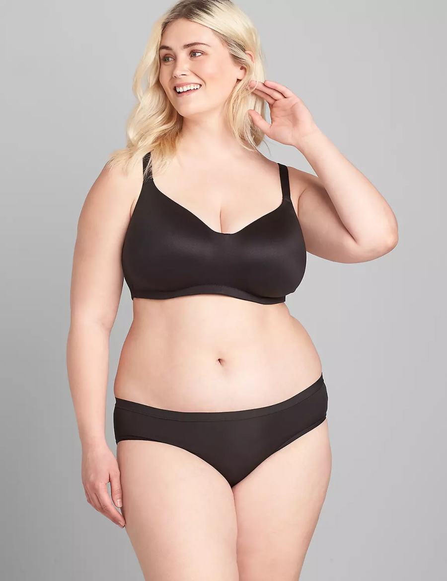 Women Lane Bryant No-Wire Bralettes Black | YOE9562BY