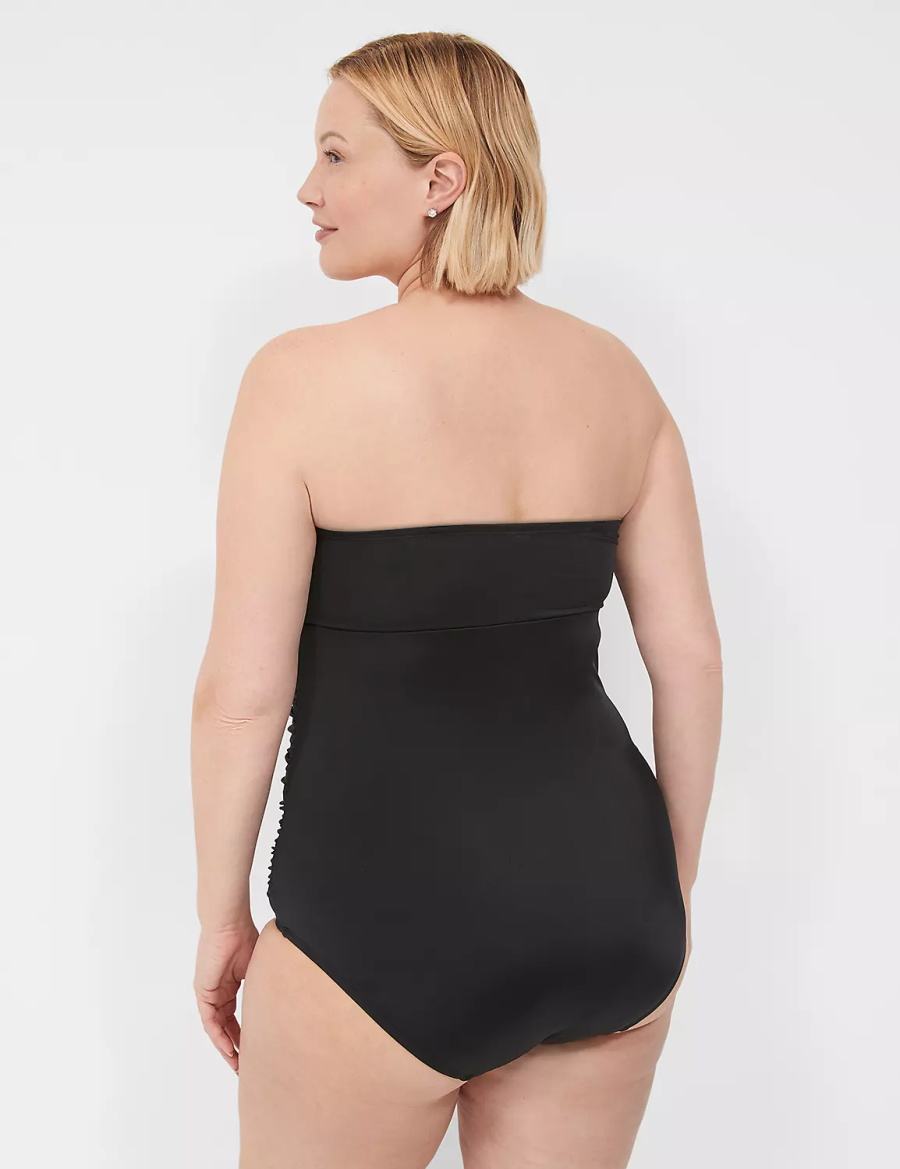 Women Lane Bryant No-Wire Multi-Way Strapless One-Piece Swimsuits Black | RUC5681TY