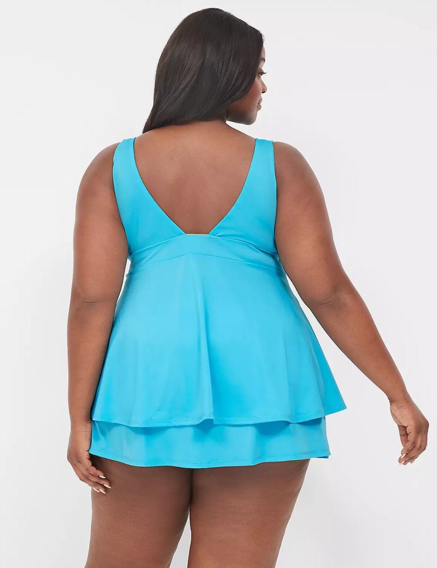 Women Lane Bryant No-Wire Swing Tankini Bikini Top Blue | ONZ9275BL