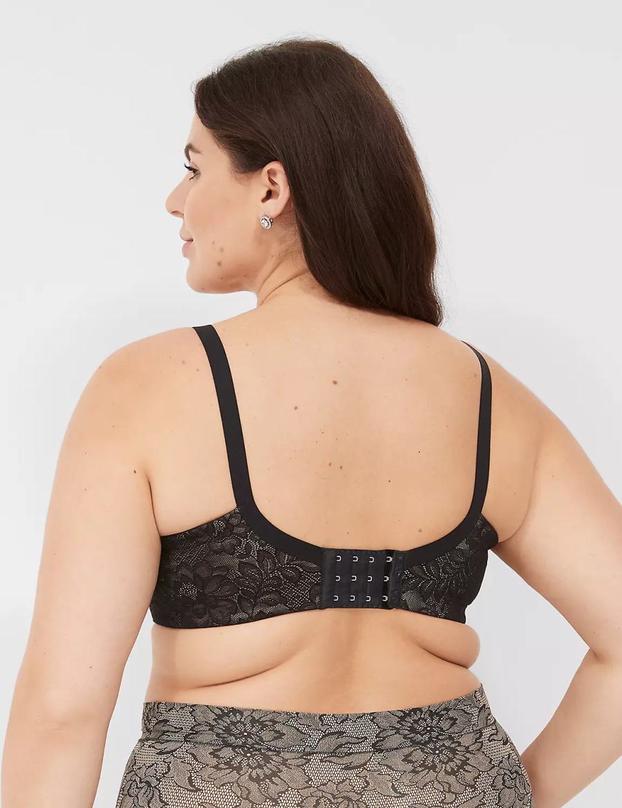 Women Lane Bryant No-Wire with Lace Bralettes Black | LZH6789BW