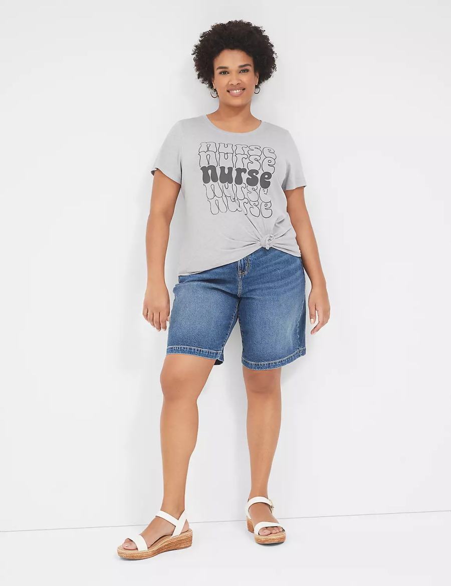 Women Lane Bryant Nurse Graphic Tee T Shirts Grey | GNT7091CD