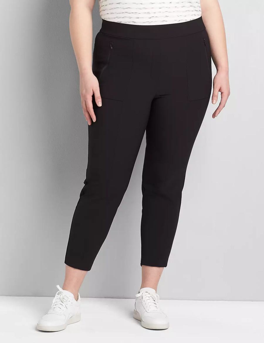 Women Lane Bryant On-The-Go Slim Ankle Pants Black | PWW6553YC