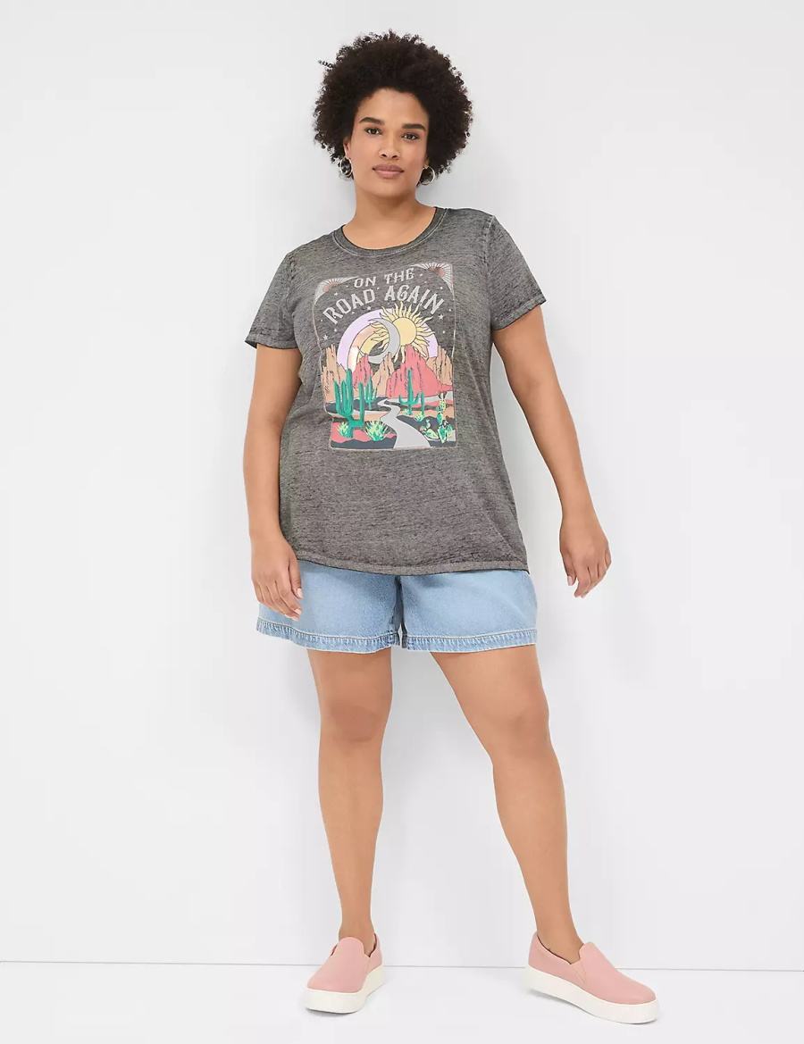 Women Lane Bryant On The Road Graphic Tee T Shirts Grey | AZQ1933AP