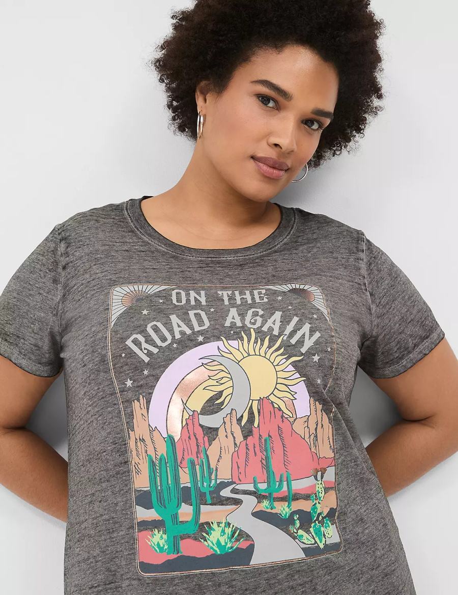 Women Lane Bryant On The Road Graphic Tee T Shirts Grey | AZQ1933AP