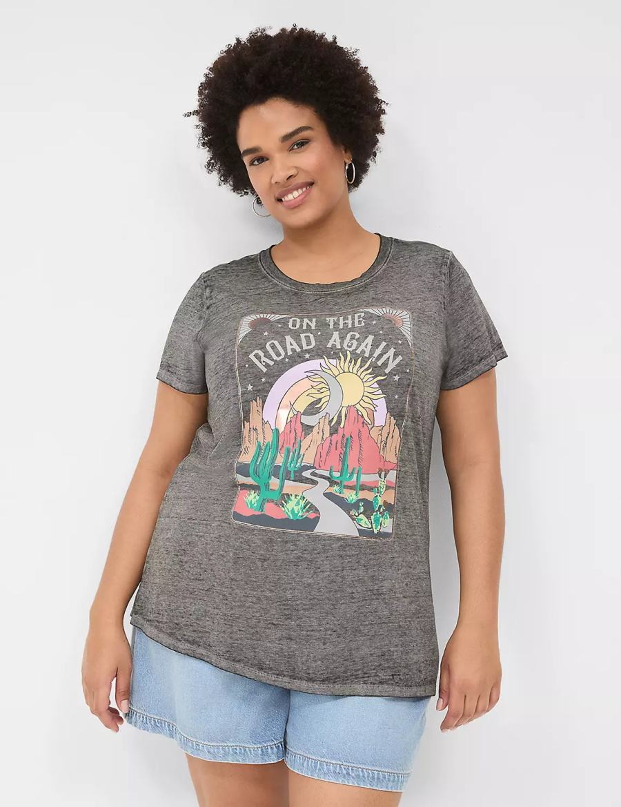 Women Lane Bryant On The Road Graphic Tee T Shirts Grey | AZQ1933AP