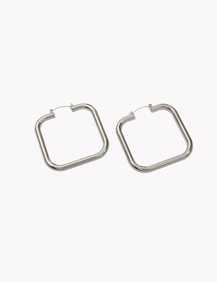 Women Lane Bryant Oversized Square Hoop Earrings Silver | OYT7284GB