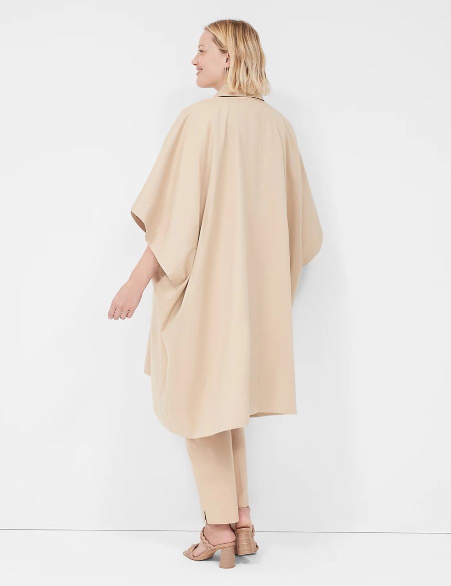 Women Lane Bryant Oversized Trench Poncho Ponchos Khaki | QFT3866KO