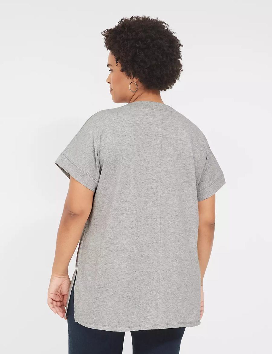 Women Lane Bryant Palm Trees Graphic Easy Tunic T Shirts Grey | ZWY9076FB