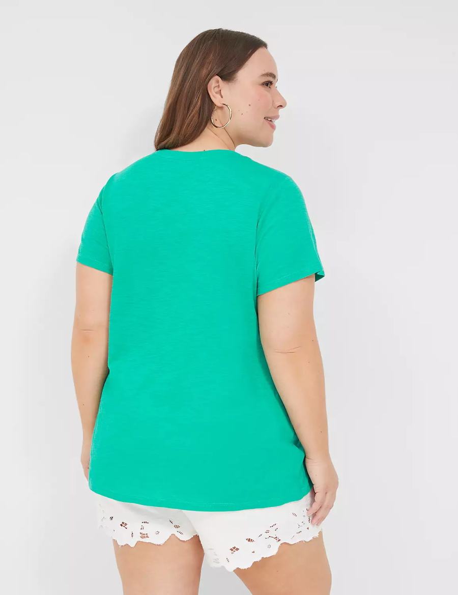 Women Lane Bryant Paradise Graphic Tee T Shirts Turquoise | NMF5976HD