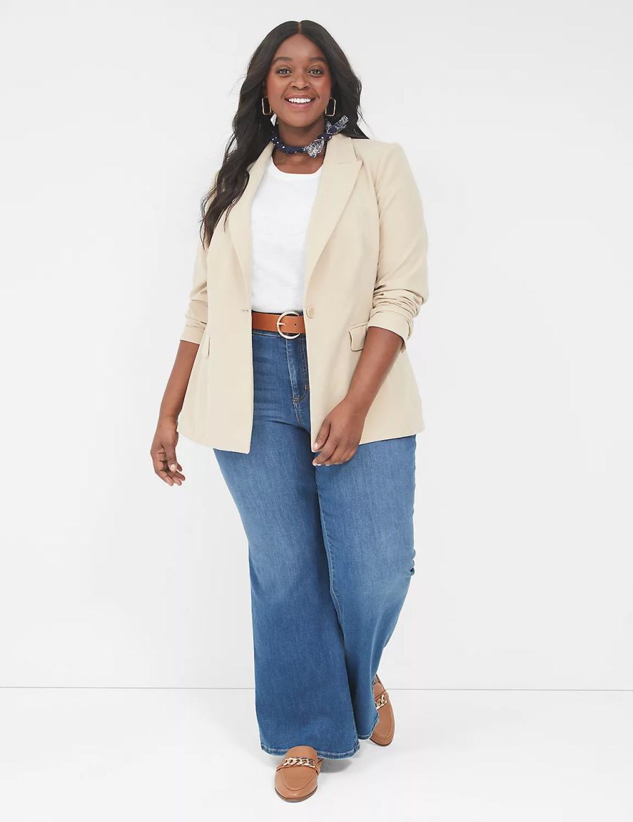 Women Lane Bryant Perfect Drape Blazers Khaki | MSN6116BM