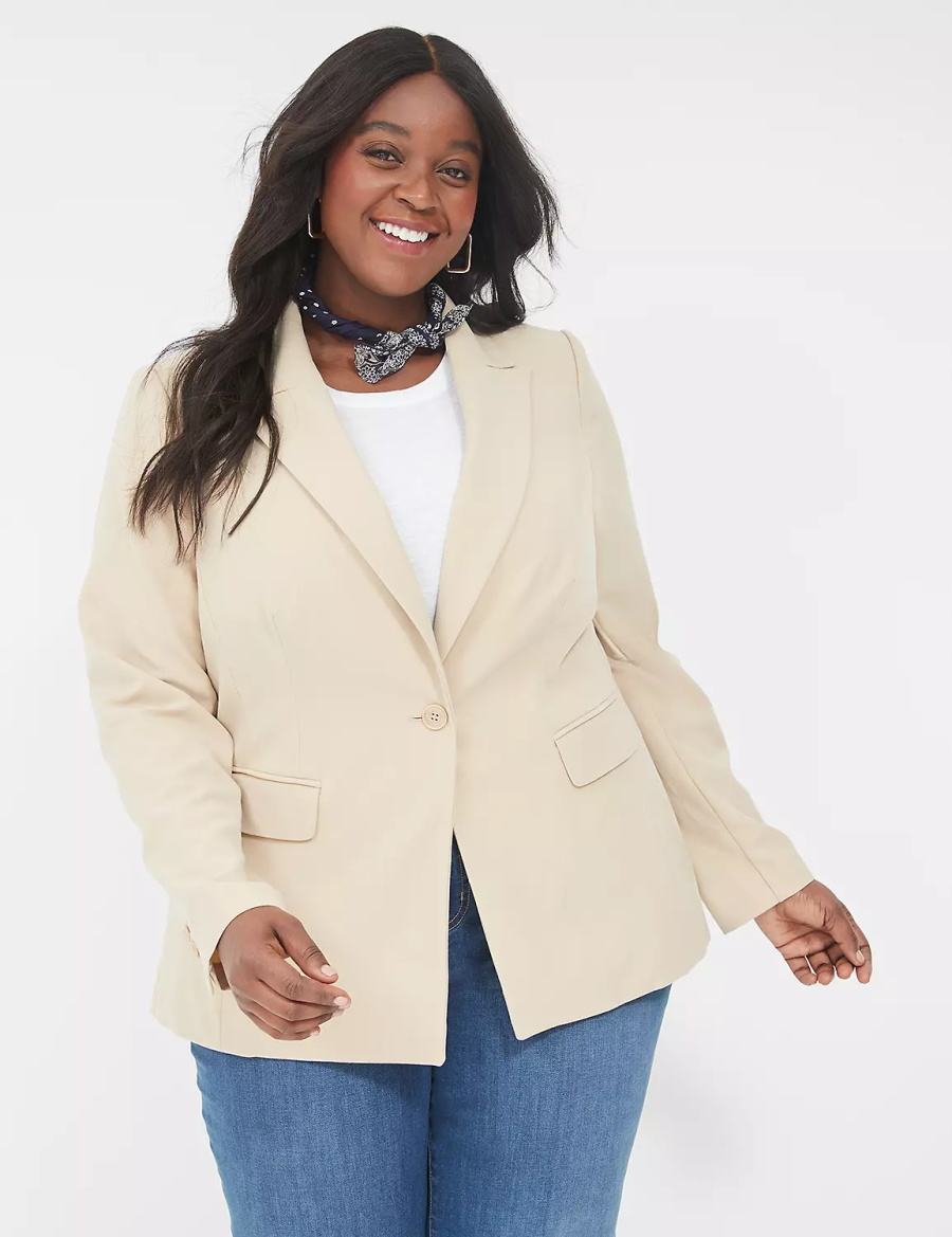 Women Lane Bryant Perfect Drape Blazers Khaki | MSN6116BM